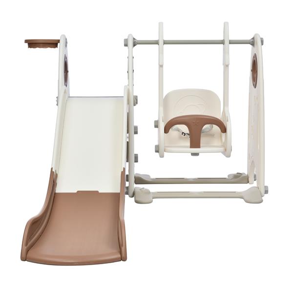 4 in 1 Toddler Slide and Swing Set, Kids Playground Climber Slide Playset with Basketball Hoop, Combination for babies