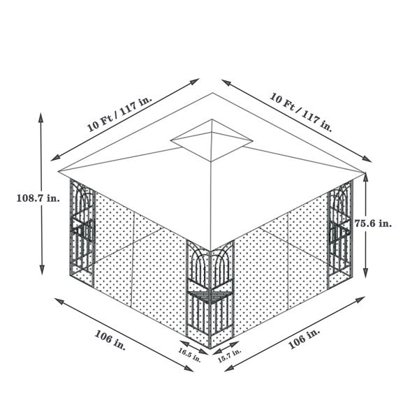 10x10 Outdoor Patio Gazebo Canopy Tent With Ventilated Double Roof And Mosquito net(Detachable Mesh Screen On All Sides),Suitable for Lawn, Garden, Backyard and Deck,Gray Top