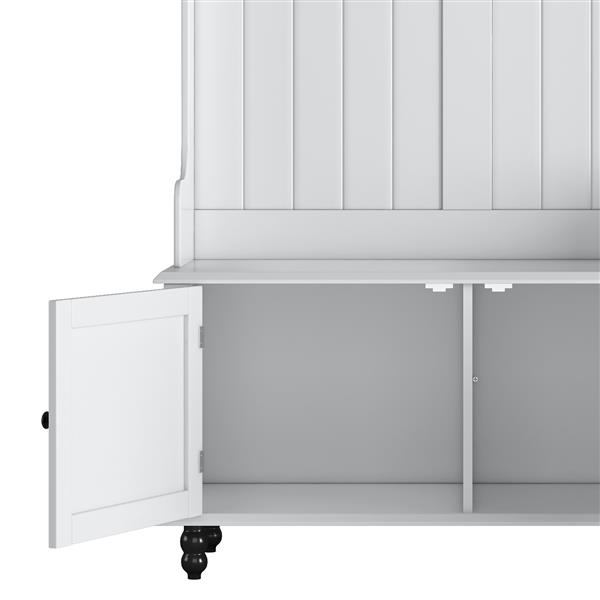 Hall Tree with 4 Hooks , Coat Hanger, Entryway Bench, Storage Bench, 3-in-1 Design, 40INCH, for Entrance, Hallway (White)