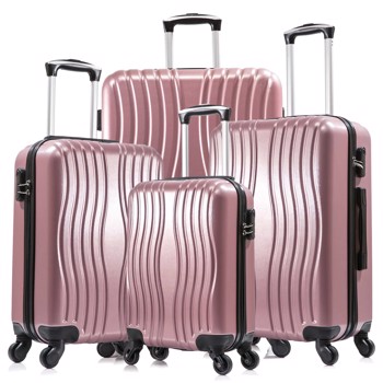 4 Piece Luggage Set PC Material Hard Shell  Suitcase with Spinner Wheels Lightweight Suitcase Set Silver