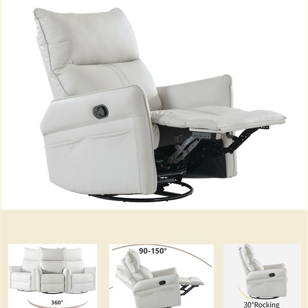 Rocking Recliner Chair,360 Degree Swivel Nursery Rocking Chair,Glider Chair,Modern Small Rocking Swivel Recliner Chair for Bedroom,Living Room Chair Home Theater Seat,Side Pocket(Light Gray)