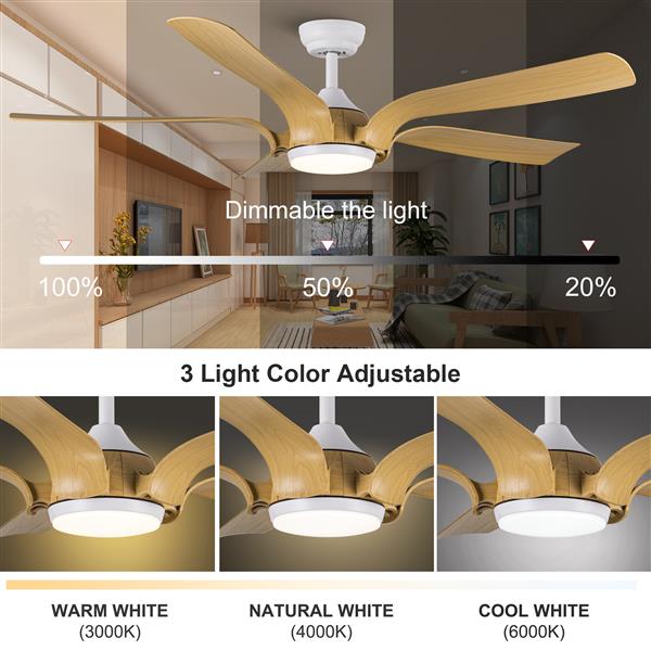 Smart 56"  Integrated LED Ceiling Fan with Antique Wood in Floral Shape