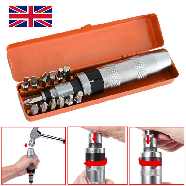 Heavy duty Impact Screwdriver Driver Set 13 Bits 1/2" Sq Dv Pro Tool UK Storage.