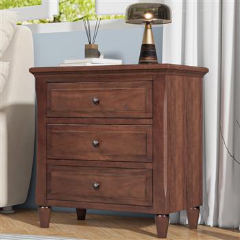 3-Drawer Nightstand Storage Wood Cabinet