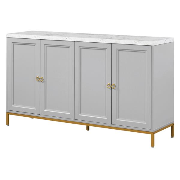 Modern Sideboard with Extra Large Storage Space with Metal Handles and Support Legs for Living Room and Dining Room (Light Grey)