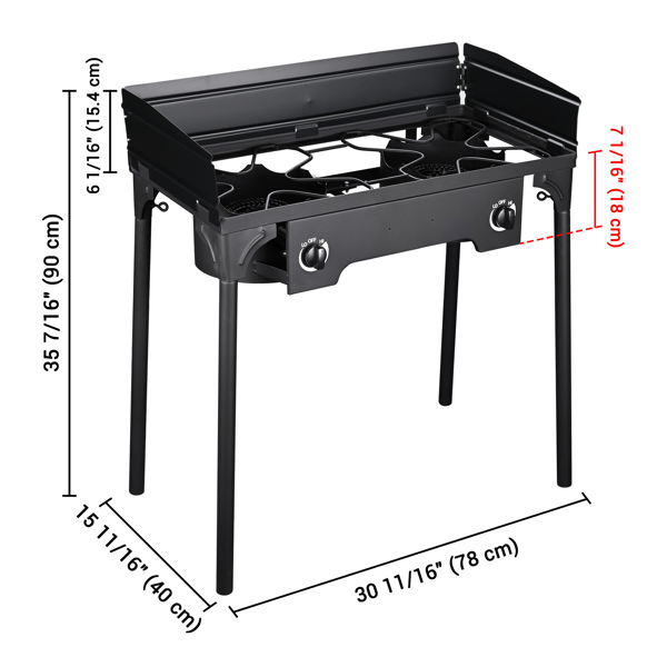  Double Burner Stove 150,000 BTU/hr, Heavy Duty Outdoor Dual Propane with Windscreen and Detachable Legs Stand for Camping Cookout（No shipments on weekends）