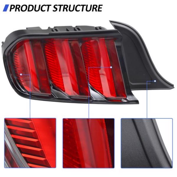 Tail Lights Assembly Compatible with 2015-2020 Ford Mustang Full LED Red Lens Right Passenger Side