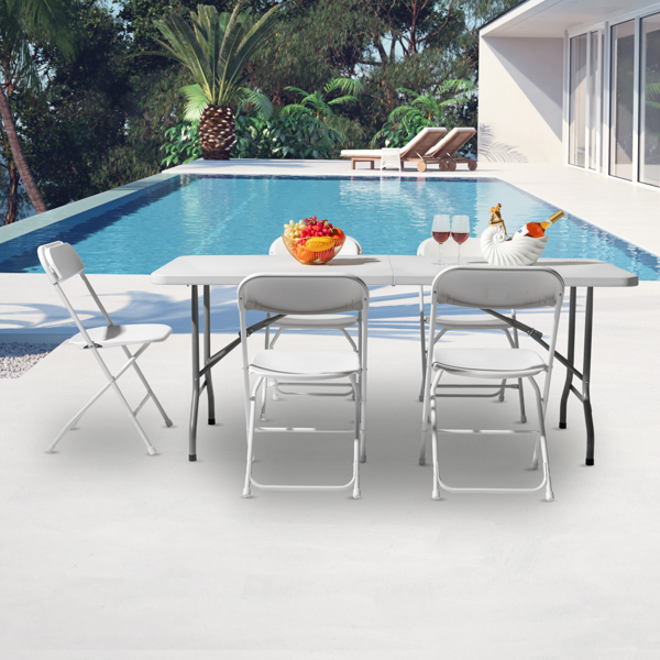 6FT Outdoor Courtyard Foldable Long Table