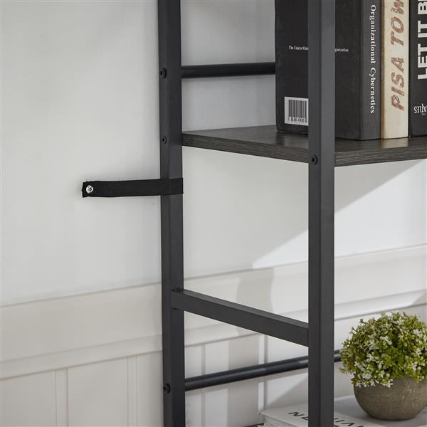 Triple Wide 5-shelf Bookshelves Industrial Retro Wooden Style Home and Office Large Open Bookshelves, Dark Grey, 69.3"W x 11.8"D x 70.1"H