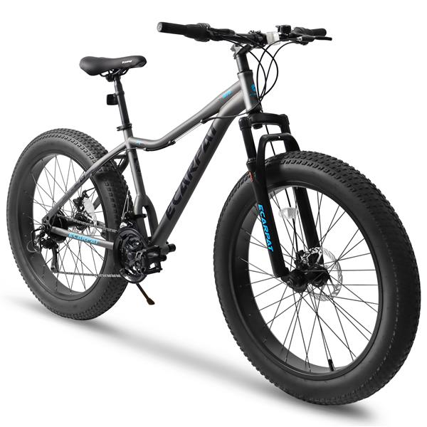 26 Inch Fat Tires Mountain Bike, 4-Inch Wide Wheel, 21-Speed Disc Brakes, Mens Womens Trail Beach Snow Commuter City Mountain Bike, Carbon Steel Frame Front Fork Bicycles