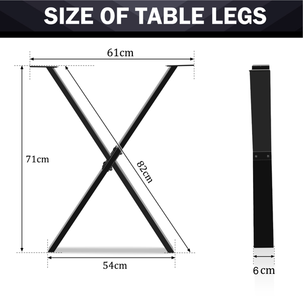 Metal Table Legs , 71cm Table Frame X Shape, Legs for Furniture DIY, for Dining Tables, Conference Table, Coffee Table, Two-Piece, Assembly Required