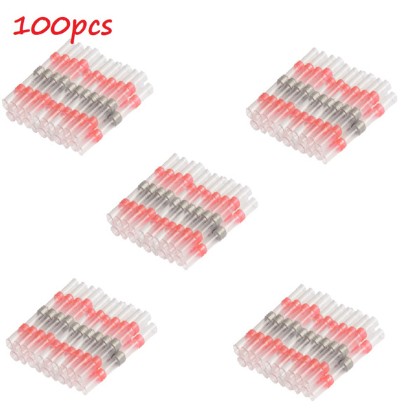 100 PCS Welded Sealing Sleeve Heat Shrink Waterproof Wire Connector Butt Terminal