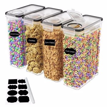 SET OF 4 AIR TIGHT STORAGE CONTAINERS CEREAL FOOD DRY KITCHEN PATRY DISPENSER