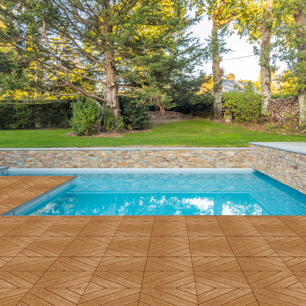 Plastic Interlocking Deck Tiles, 27 Pack, 11.8"x11.8" Waterproof Flooring Tiles for Indoor and Outdoor, Patio Floor Decking Tiles for Porch Poolside Balcony Backyard, Light Brown