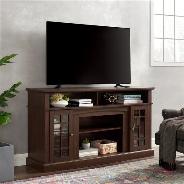 Classic TV Media Stand Modern Entertainment Console for TV Up to 65" with Open and Closed Storage Space, Espresso, 58.25"W*15.75"D*32"H