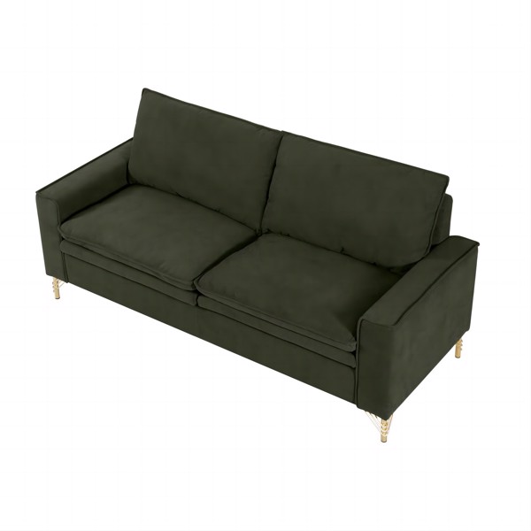 Green, Velvet Cloth Indoor Double Sofa With Metal Feet, 78.54"*31.69"*38.18"