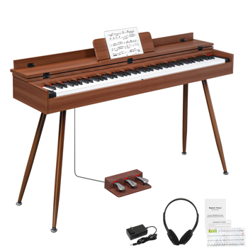 [Do Not Sell on Amazon]Glarry GDP-205 88 Key Standard Full Size Weighted Keyboards Digital Piano with Metal Stand, Audio and MIDI Bluetooth, Triple Pedals, Headphone