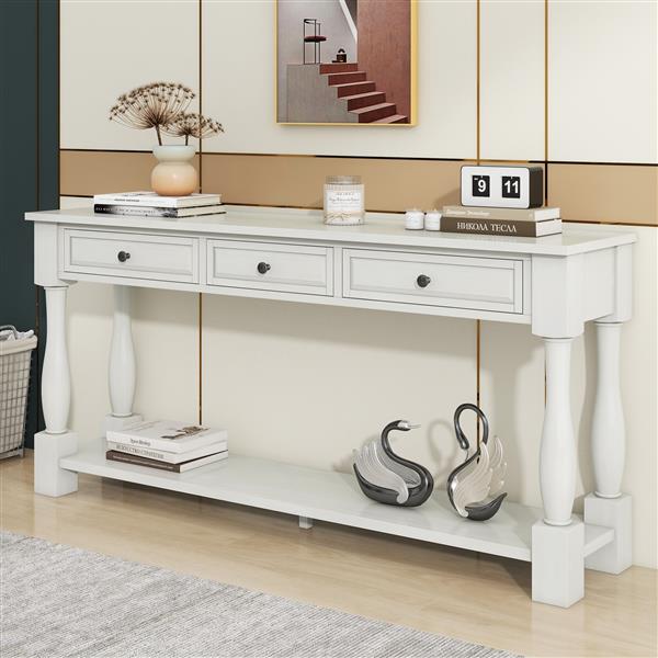 Console Table 63" Long Console Table with Drawers and Shelf for Entryway, Hallway, Living Room