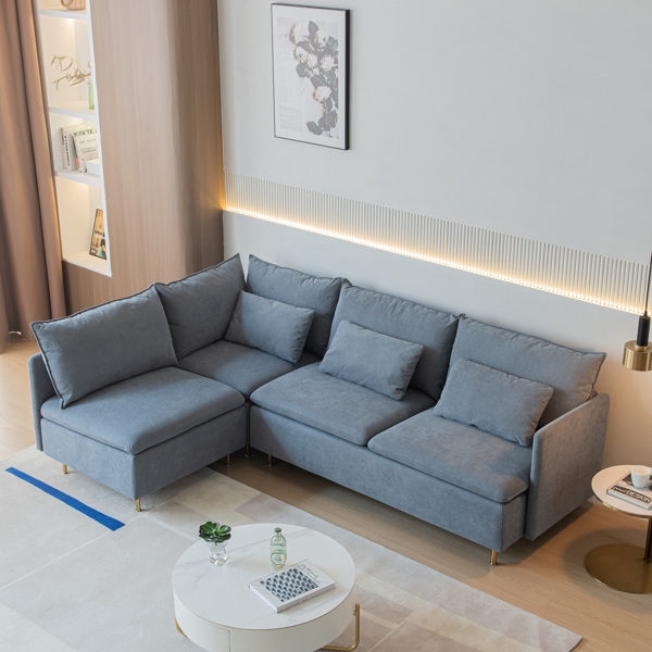 90.9"Modular L-shaped corner sofa, movable chaise facing left/right,  cotton-linen,livingroom,bedroom.