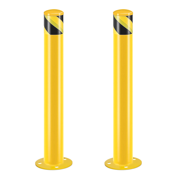 Safety Bollard Post, 42 Inch Height Steel Bollards, 3.5 Inch Diameter Parking Bollard, Yellow Powder Coated Safety Parking Barrier Post, for Traffic Sensitive Areas, 10PCS 