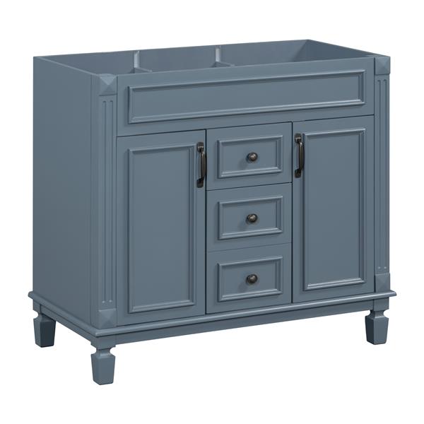 36'' Bathroom Vanity without Top Sink, Royal Blue Cabinet only, Modern Bathroom Storage Cabinet with 2 Soft Closing Doors and 2 Drawers(NOT INCLUDE BASIN SINK)