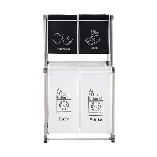 Laundry Hamper 2 Tier Laundry Sorter with 4 Removable Bags for Organizing Clothes, Laundry, Lights, Darks