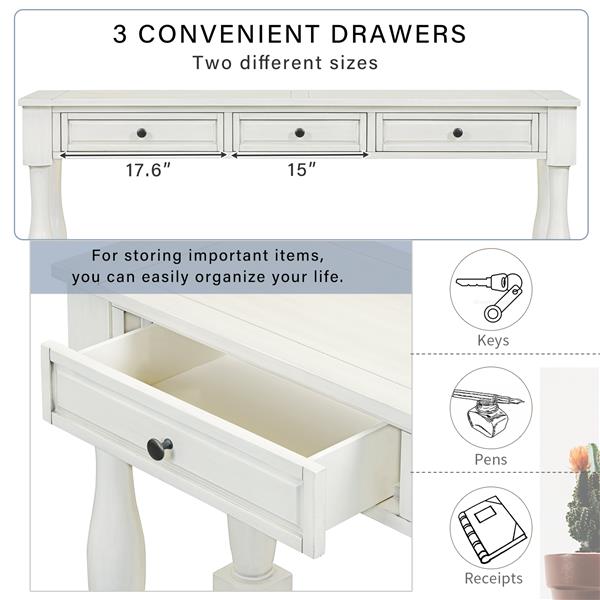 Console Table 63" Long Console Table with Drawers and Shelf for Entryway, Hallway, Living Room