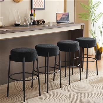 30\\" Tall, Round High Bar Stools, Set of 2 - Contemporary upholstered dining stools for kitchens, coffee shops and bar stores - Includes sturdy hardware support legs