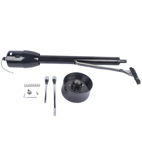 28" Black Stainless Tilt Steering Column Manual Floor Shift No Key with Adapter