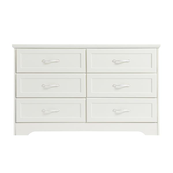 Modern 3 Drawer Bedroom Chest of Drawers with 6 Drawers Dresser, Clothes Organizer -Metal Pulls for Living Room, Bedroom, Hallway, White,47.6″L x 15.7″W x 28.9″H