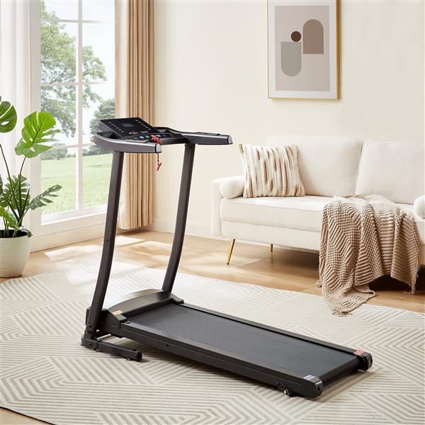 Treadmill - 2.5 HP folding treadmill, easy to move, with 3-speed incline adjustment and 12 preset programs, 3 countdown modes, heart rate, Bluetooth, etc., suitable for home and gym use