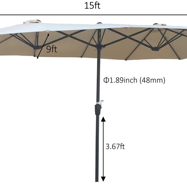 15x9Ft Double-Sided Patio Umbrella Outdoor Market Table Garden Extra Large Waterproof Twin Umbrellas with Crank and Wind Vents for Garden Deck Backyard Pool Shade Outside Deck Swimming Pool