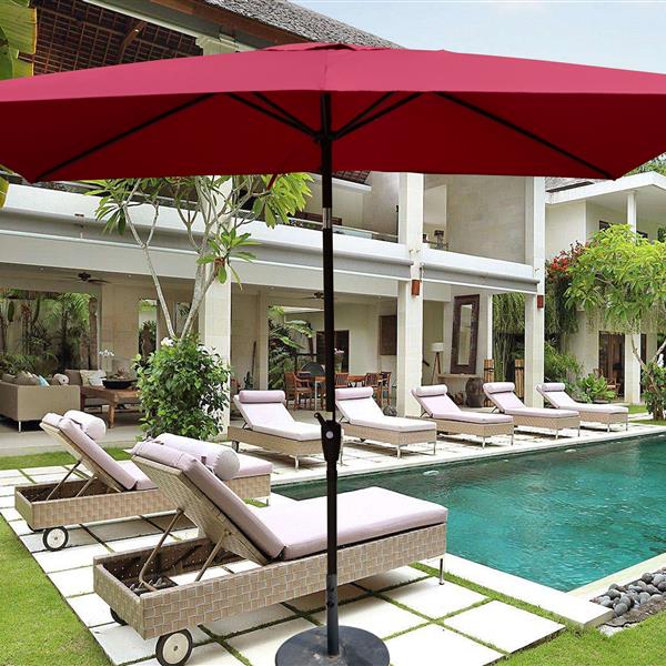 6 x 9ft  Patio Umbrella Outdoor  Waterproof Umbrella with Crank and Push Button Tilt without flap for Garden Backyard Pool  Swimming Pool Market