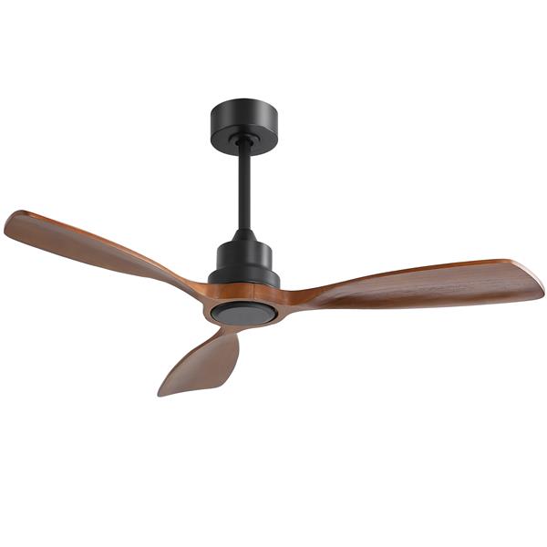 48 Inch Ceiling Fan Without Light, 3 Solid Wood Blades Outdoor Ceiling Fan 6-speed Reversible DC Motor for Living Room