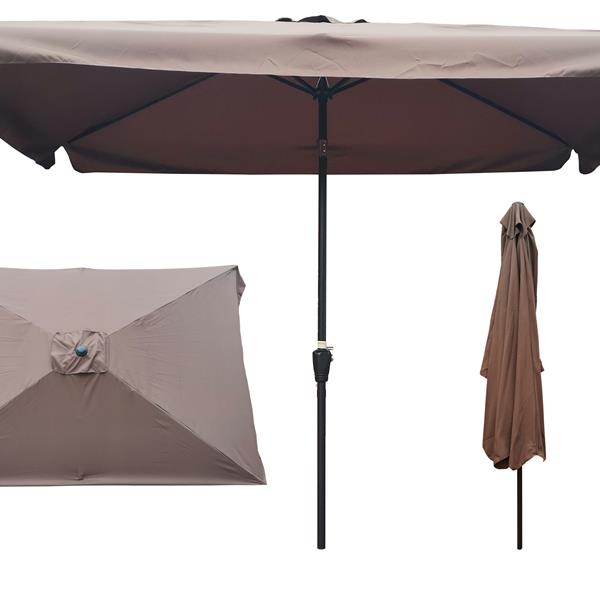 10 x 6.5ft Rectangular Patio Umbrella Outdoor Market Umbrellas with Crank and Push Button Tilt for Garden Swimming Pool Market