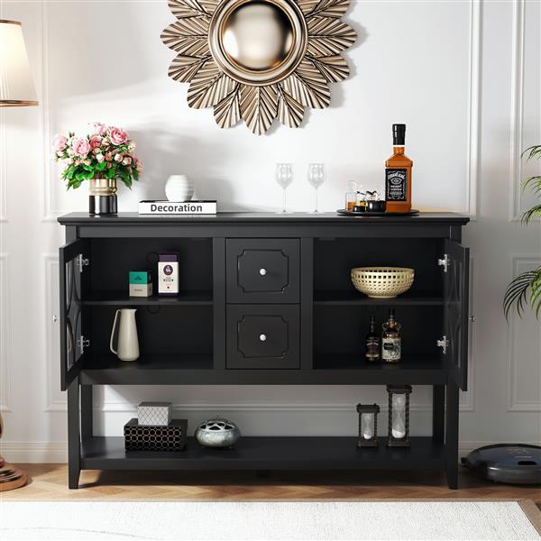 Sideboard Buffet Console Table, Media Cabinet with Adjustable Shelves, Black