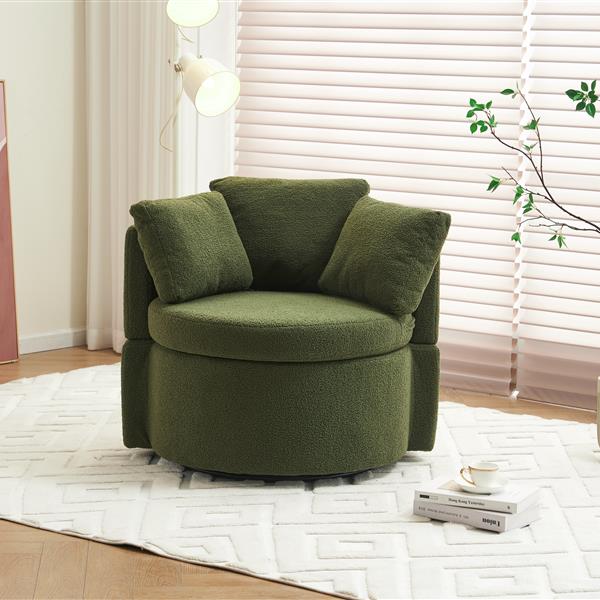 Fabric Swivel And Storage Chair With Back Cushion For Living Room,Green