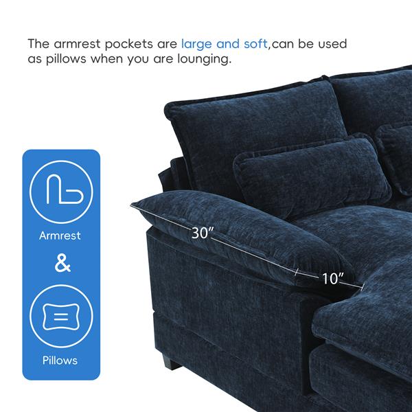 [VIDEO provided][New]110*55" Modern U-shaped Sectional Sofa with Waist Pillows,6-seat Upholstered Symmetrical Sofa Furniture,Sleeper Sofa Couch with Chaise Lounge for Living Room,Apartment,5 Color