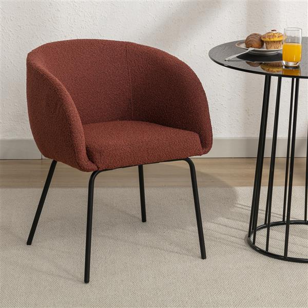 039-Set of 1 Fabric Dining Chair With Black Metal Legs,Wine Red