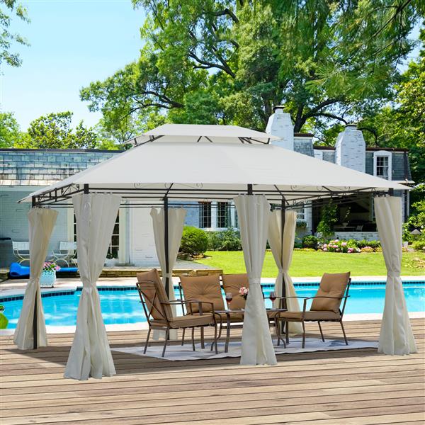 13x10 Outdoor Patio Gazebo Canopy Tent With Ventilated Double Roof And Mosquito net(Detachable Mesh Screen On All Sides),Suitable for Lawn, Garden, Backyard and Deck,Coffee Top