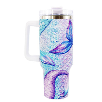 1pc 40oz large capacity Tumbler， Sea turtles With Handle And Straw Lid, 304 Stainless Steel Water Bottles Travel Mug Coffee Cup car cup water cup For Men Women Outdoor Camping Driving, 