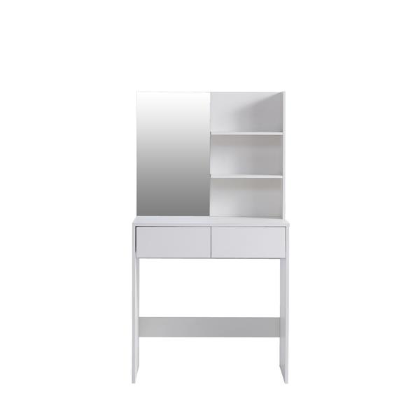 Vanity desk with mirror, dressing table with 2 drawers, white color