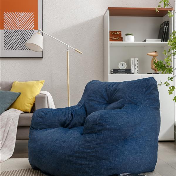 010-Soft Velvet Fabric Bean Bag Chair Filled With Memory Sponge,Blue