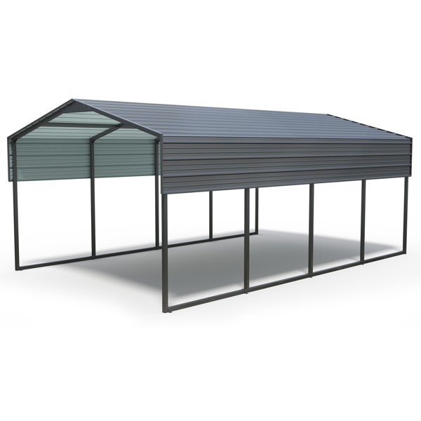 12x20 FT Metal Carport Heavy Duty with Reinforced Frame, Outdoor Garage Multi-Use Shelter Canopy Car Shelter for Pickup, Boat, Car and Tractors