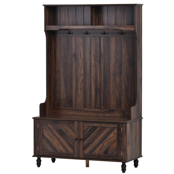 Hall Tree with 4 Hooks , Coat Hanger, Entryway Bench, Storage Bench, 3-in-1 Design, 40INCH, for Entrance, Hallway