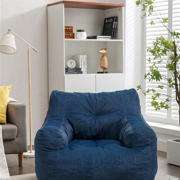 010-Soft Velvet Fabric Bean Bag Chair Filled With Memory Sponge,Blue