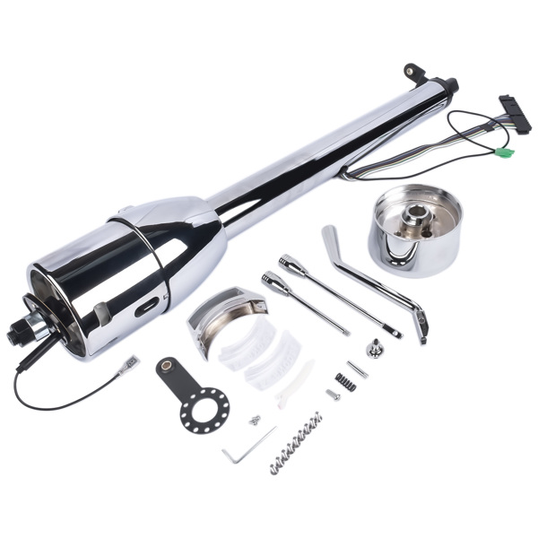 28" Chrome Automatic GM Universal Steering Column w/ 9 Hole Wheel Adapter No Key