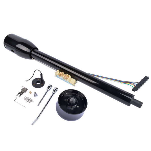 30" Tilt Manual Floor Shift Steering Column with Key & 9 Bolt Adapter Black NEW