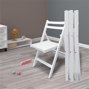 Furniture Slatted Wood Folding Special Event Chair - White, Set of 4, FOLDING CHAIR, FOLDABLE STYLE