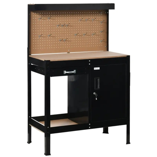 Multipurpose Tool Table, Storage Cabinet with Keys Workshop Tool Table with Slide Drawer.  